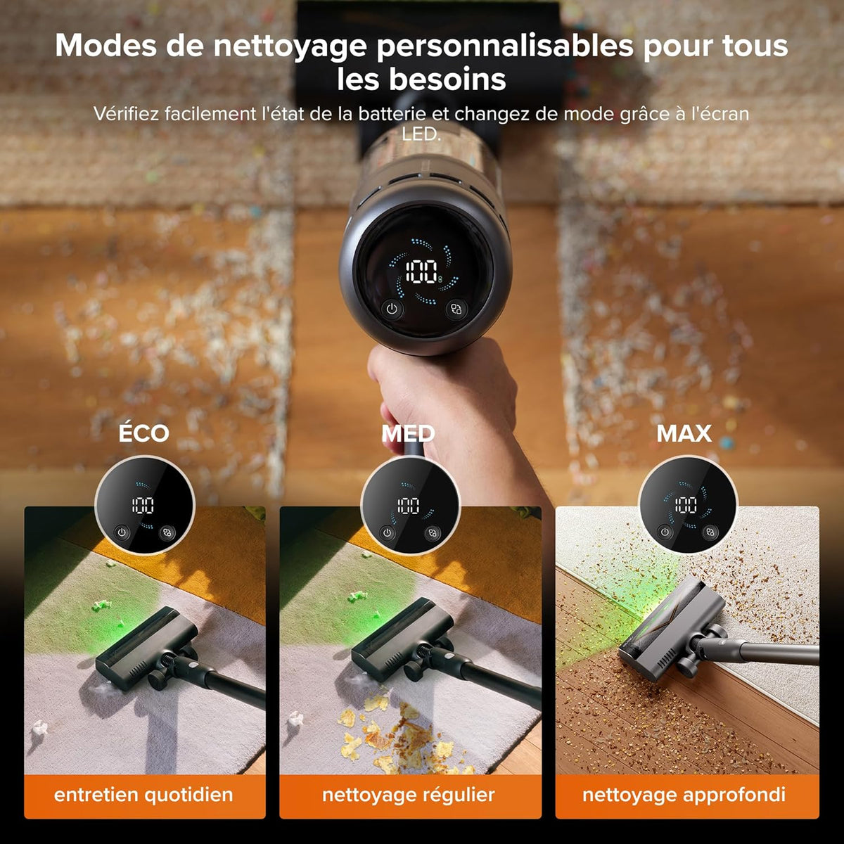 roborock H60 Hub Ultra Aspirateur Balai sans Fil avec Station Auto-Vide, 210AW, 90Min d’Autonomie, Brosse Anti-Enroulement, Détection Poussière LED 140°, Accessoires Tous Sols