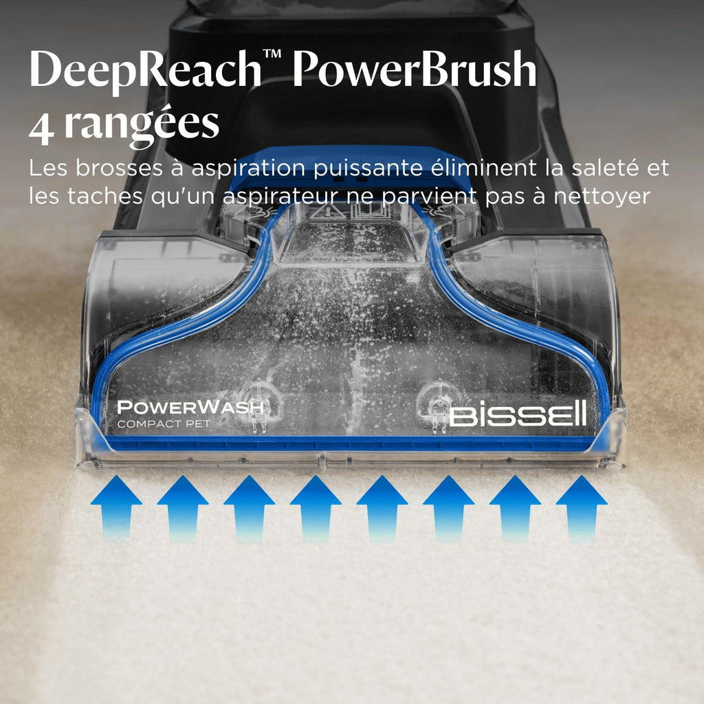 BISSELL PowerWash Compact Pet, Shampouineuse pour Taches et Odeurs d’Animaux, Nettoyeur Canapé Tissu Multisurfaces, Nettoyeur de Tapis, Moquette et Tapisserie, 600W, Portable, Filaire, 4058N