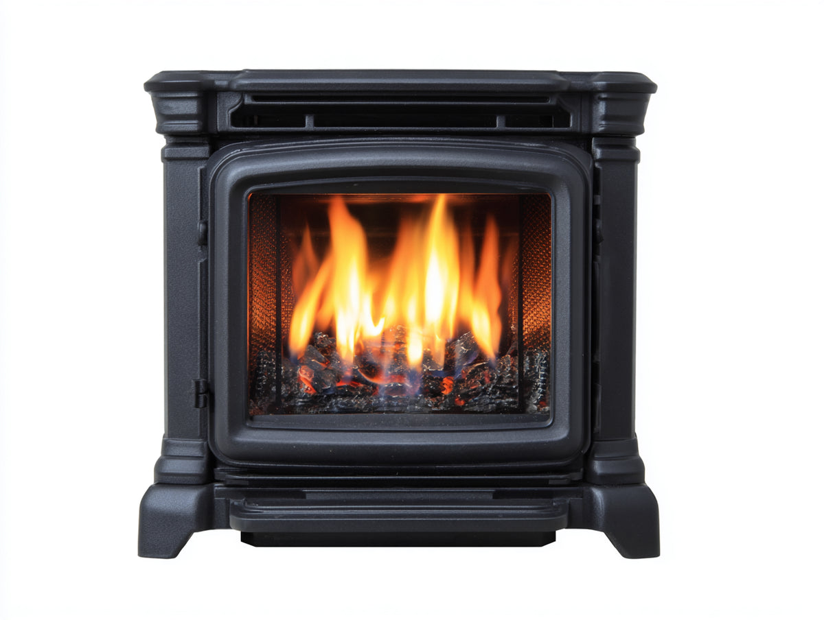 Cheminée à gaz - métal 60x40x75 cm - noir - style classique