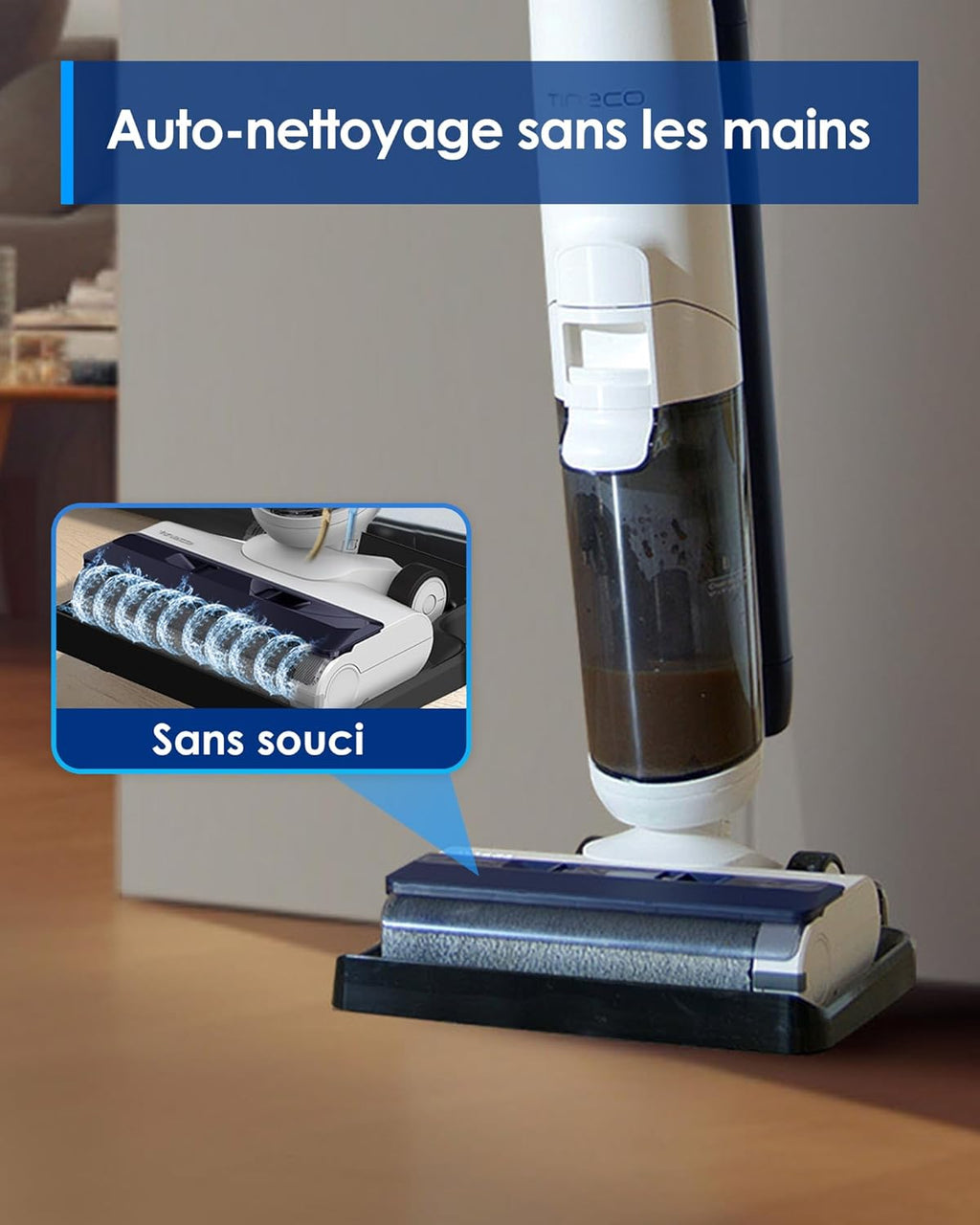 Tineco iFLOOR 5 Breeze Complete Aspirateur Laveur, Aspirateur Sec Humide sans Fil pour Sols durs, Nettoyage des Bords, Auto-Nettoyage Automatique, 35 Min d'autonomie, Conception légère