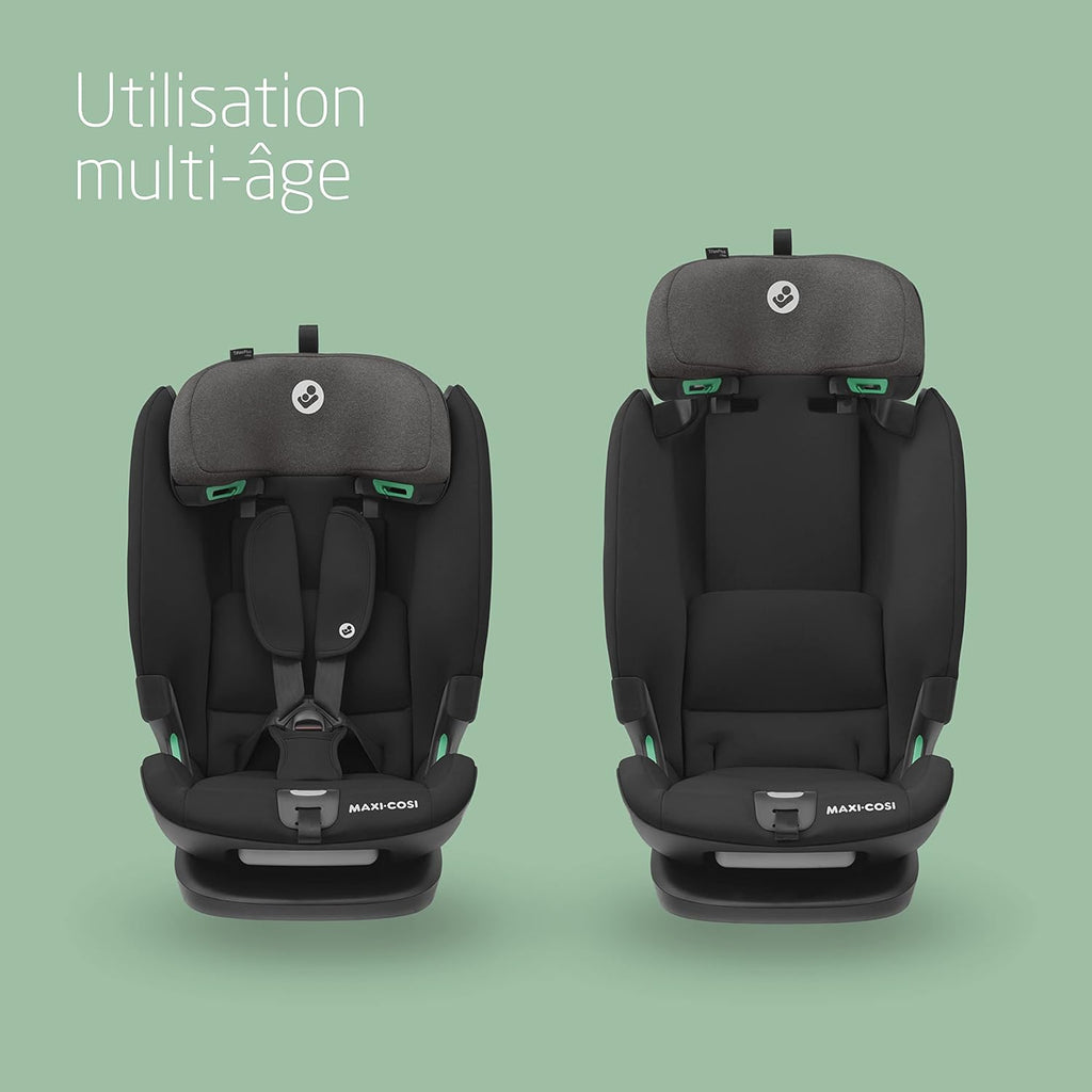Maxi-Cosi Titan Plus i-Size, Siège Auto Enfant Multi-âge, Siège Auto ISOFIX, 15 Mois - 12 Ans (76 - 150 cm), Protection G-CELL, 4 positions d'inclinaison, Authentic Black