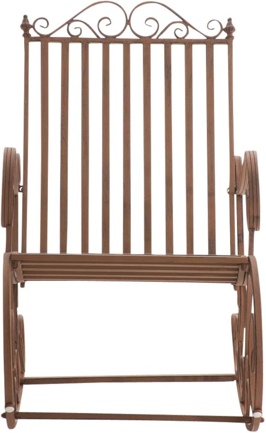 CLP Lot De 2 Fauteuils A Bascule en Fer Forgé Smilla I Rocking-Chair D'Extérieur avec Dossier Haut Et Accoudoirs, Couleur:Marron