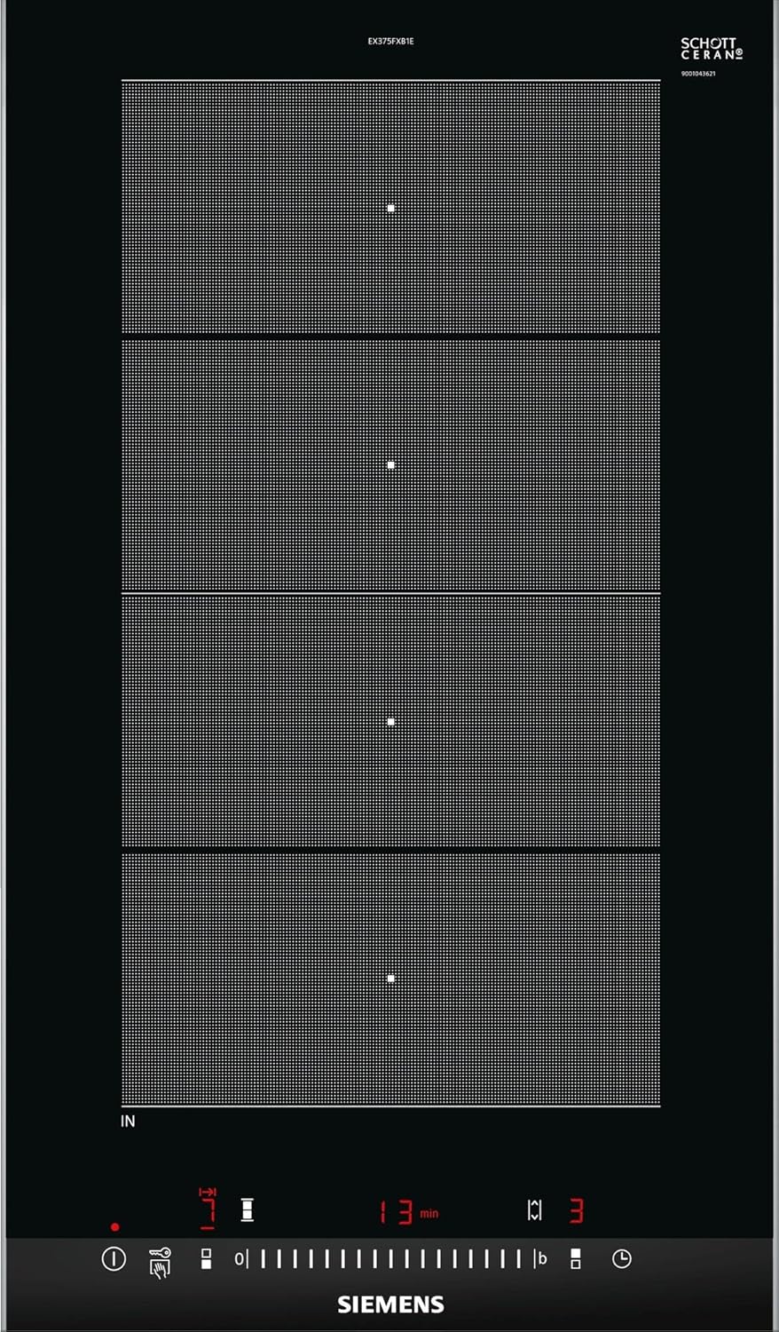 Plaque Induction 2 feux-Siemens EX375FXB1E - Plaque de cuisson Induction - Dimensions produit LxP en cm : 30.2 / 52
