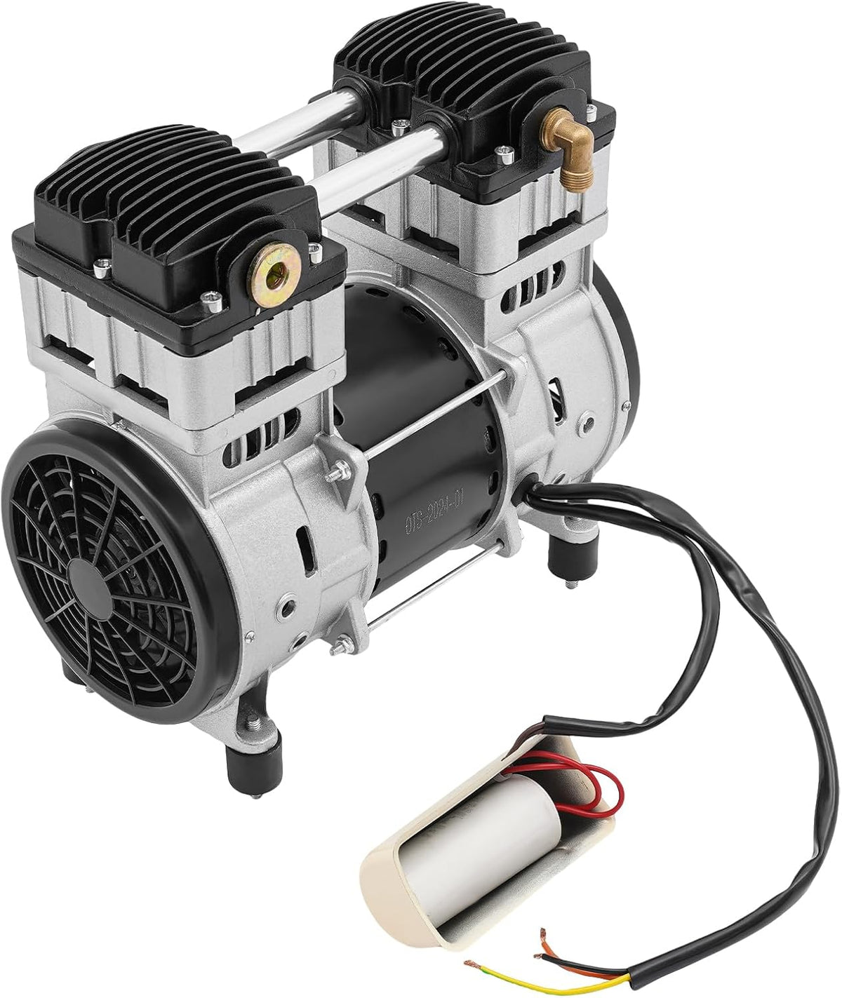 Compresseur d'air 1500 W Tête de pompe avec 2 silencieux 1380 tr/min Moteur en cuivre pur pour usines, maisons et réparation automobile