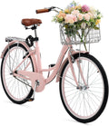 VEVOR Vélo croiseur, Vélo de Plage avec Panier de Grande capacité, Porte-Bagages arrière et siège réglable, sécurisé et Robuste, pour Cyclisme..