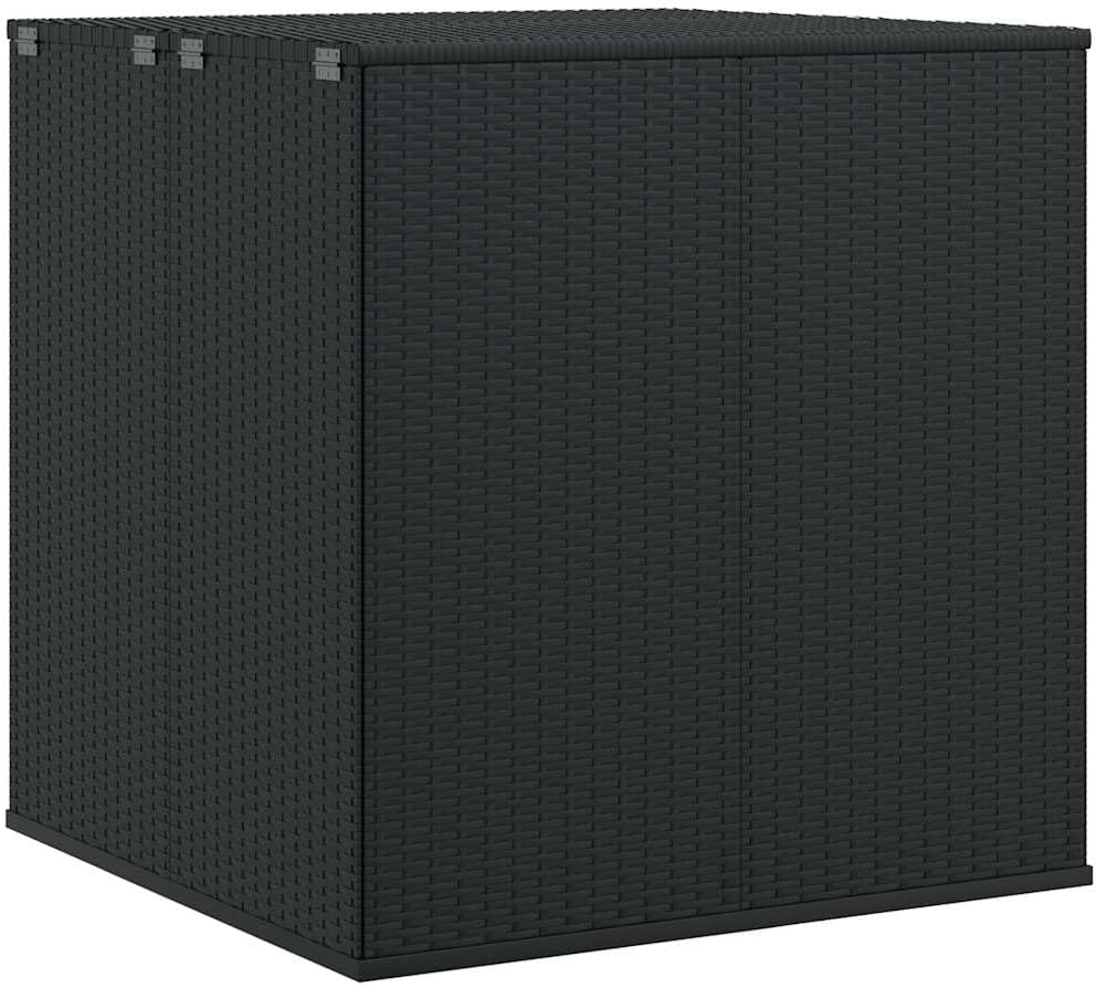 vidaXL Boîte à Coussins de Jardin Coffre de Rangement Conteneur à Oreillers d'Extérieur Patio Terrasse Résine Tressée 100x97,5x104 cm Noir