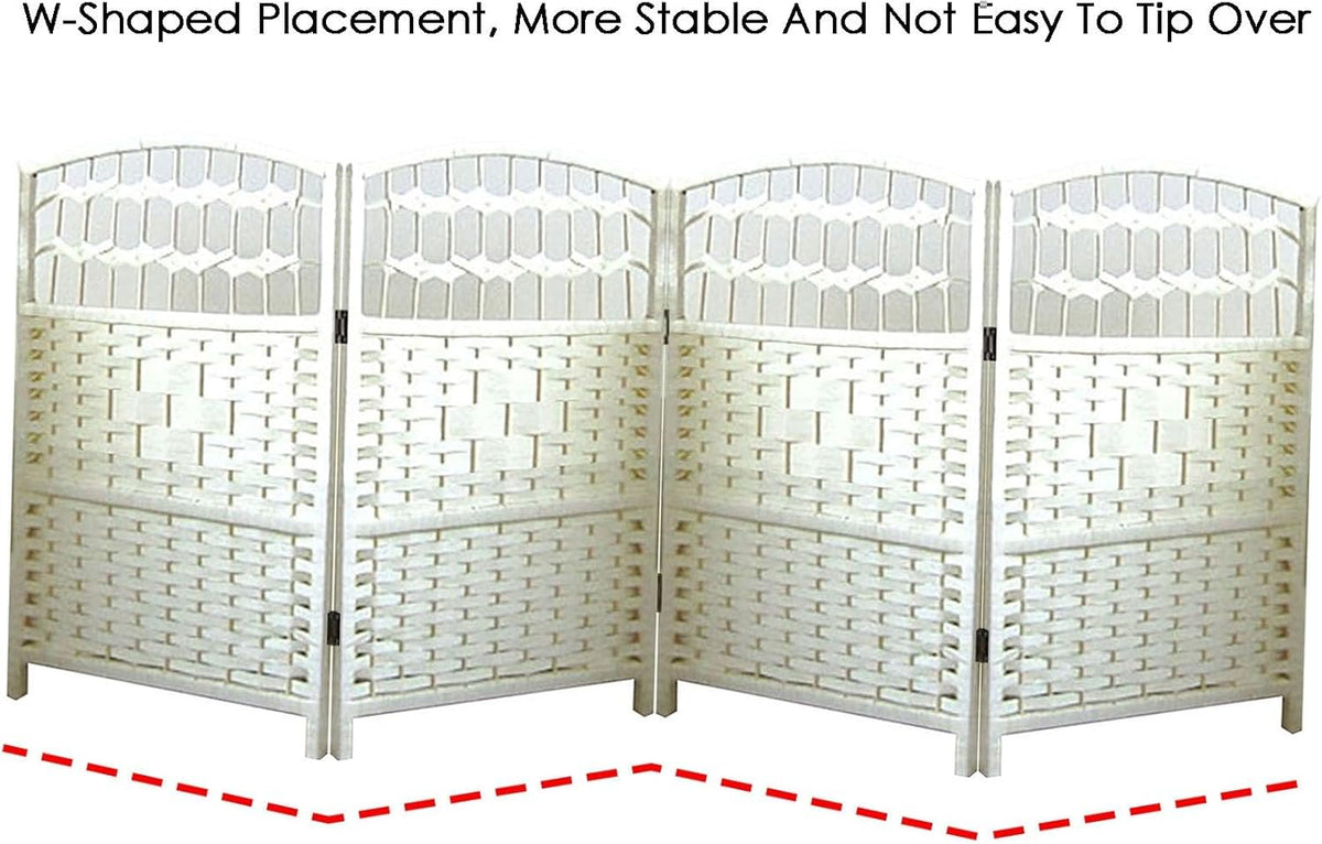 Paravent en osier tissé à la main – Ensemble de 5 pièces courtes amovibles et réglables pour salon, chambre à coucher, bureau – Élégant (30 x 50 cm)