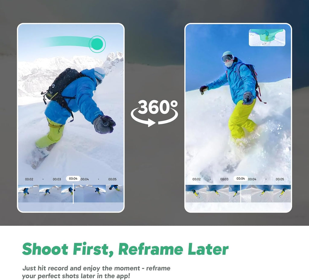 AKASO 360 Aventure Neige Combo - Action Camera Sport à 360° avec Carte Mémoire 128 Go, 5.7K 72MP Photo 360 Vidéo, Stabilisation SuperSmooth, Perche à Selfie Invisible, Horizon 360° Lock, Suivi par IA