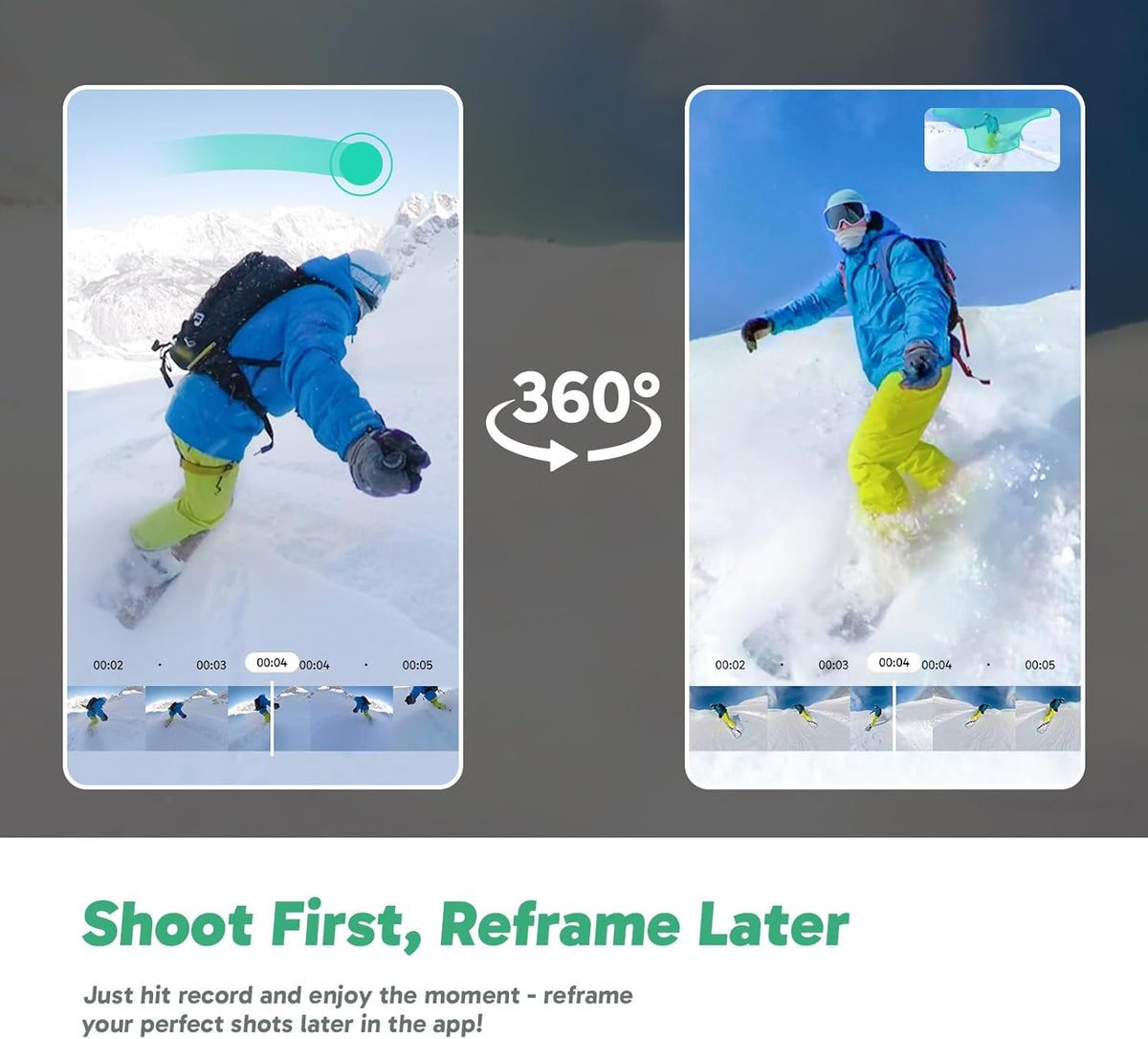 AKASO 360 Aventure Neige Combo - Action Camera Sport à 360° avec Carte Mémoire 128 Go, 5.7K 72MP Photo 360 Vidéo, Stabilisation SuperSmooth, Perche à Selfie Invisible, Horizon 360° Lock, Suivi par IA