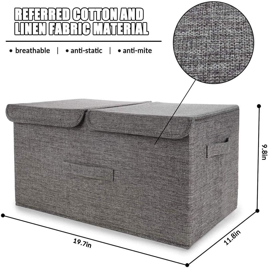 Boîte de Rangement Pliable, Deux couvercles, Panier à vêtements en Tissu de Lin, Poubelle Canal, Sac de Rangement pour boîte à Jouets