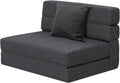ANONER Canape Lit 1 Place, Canapé de Sol Convertible en Mousse à Mémoire de Forme & Oreiller, Canape Une Place Lit pour Chambre Salon, Matelas Pliant Sofa Gris Foncé