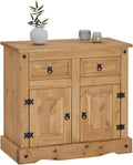 IDIMEX Buffet Salsa Commode bahut vaisselier en Bois Style Mexicain avec 2 Portes battantes et 2 tiroirs, en pin Massif Finition teintée/cirée