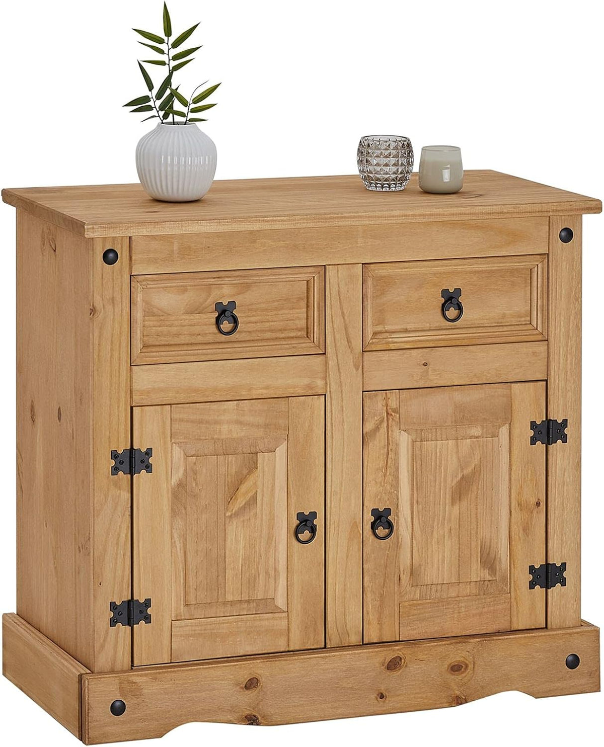 IDIMEX Buffet Salsa Commode bahut vaisselier en Bois Style Mexicain avec 2 Portes battantes et 2 tiroirs, en pin Massif Finition teintée/cirée