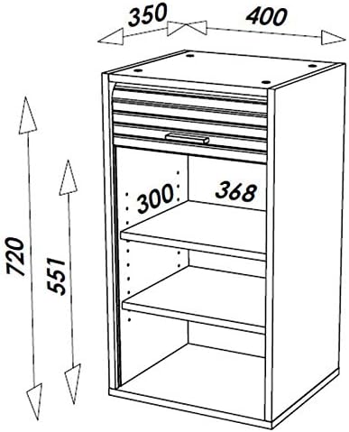 SIMMOB Meuble de Cuisine Blanc A Rideau 2 Etagères 40 x 72 x 35 cm