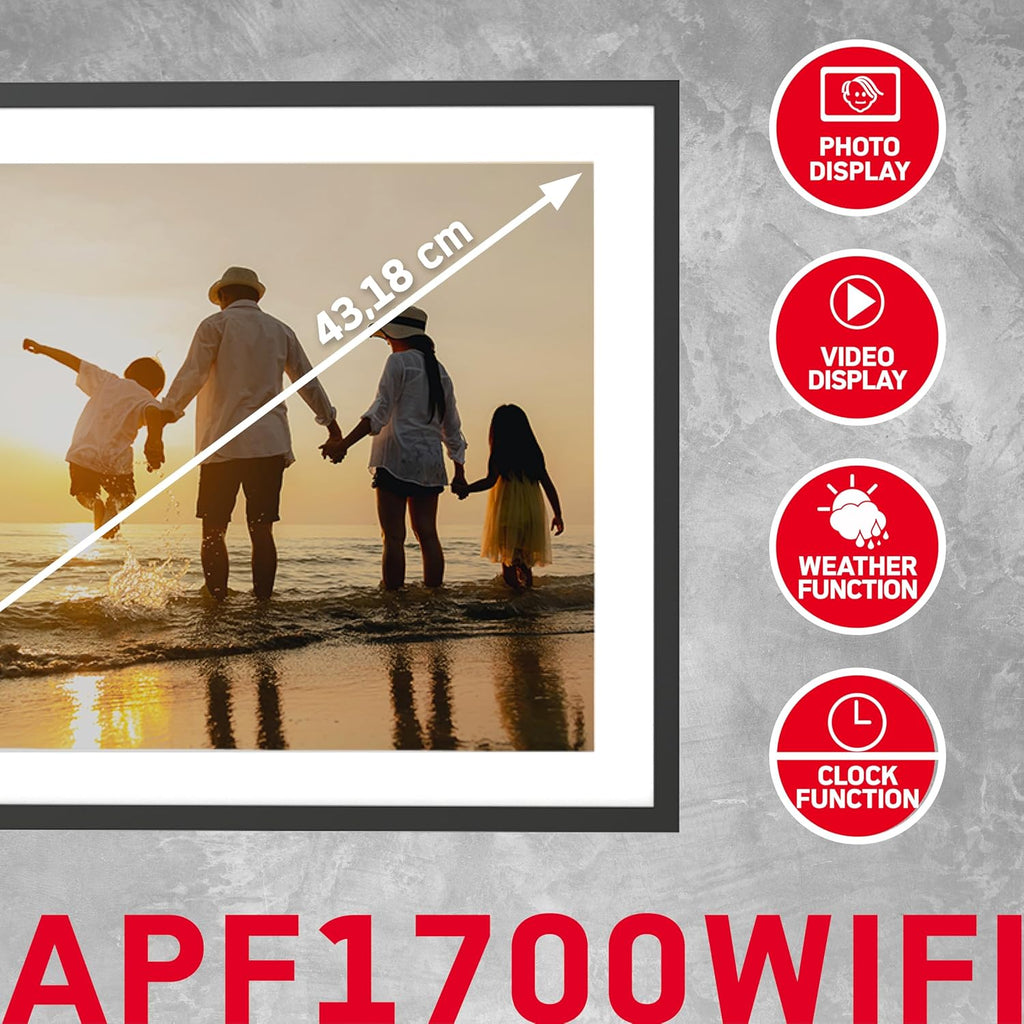 AGFAPHOTO Cadre Photo numérique 17 Pouces Realiview APF1700WIFI