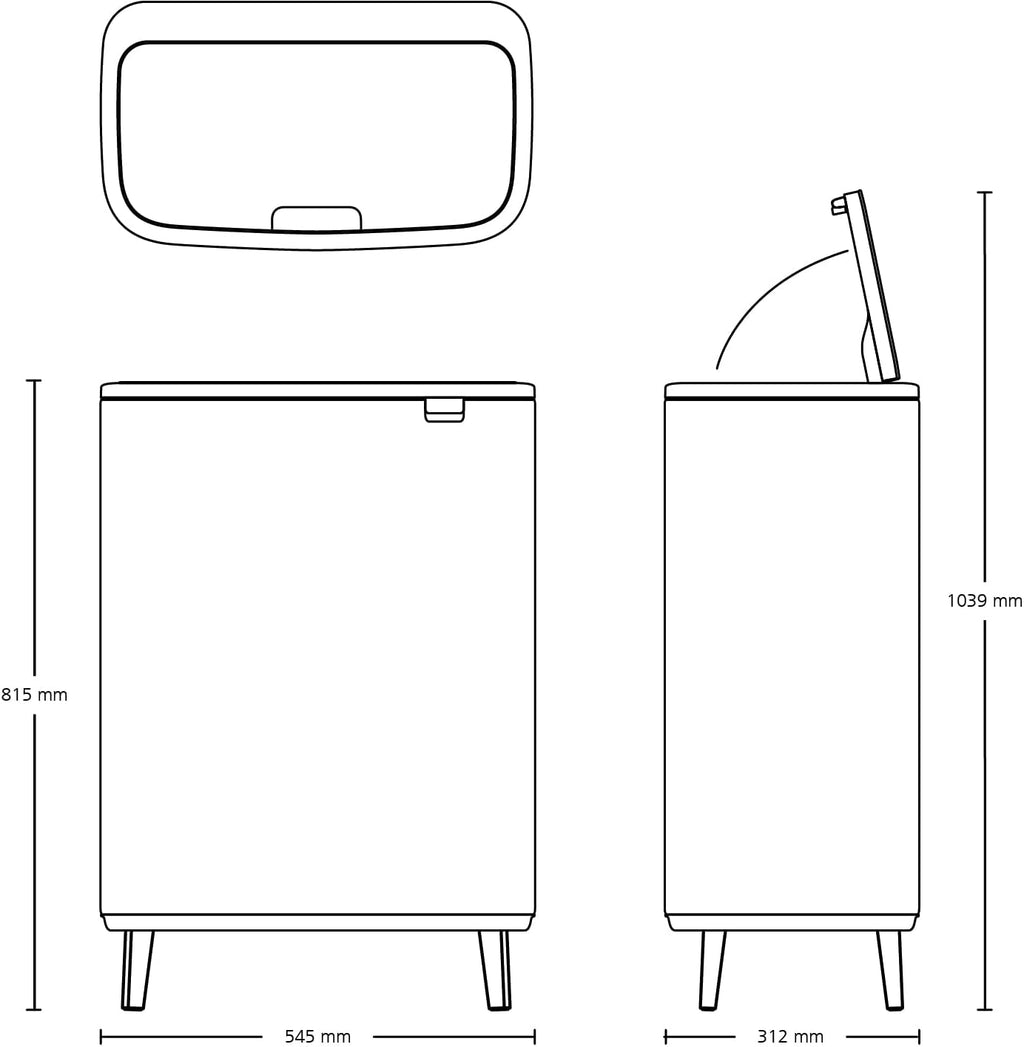 Brabantia - 130649 - Poubelle Bo Touch Bin Hi, 2x30L, Matt Steel Fingerprint Proof