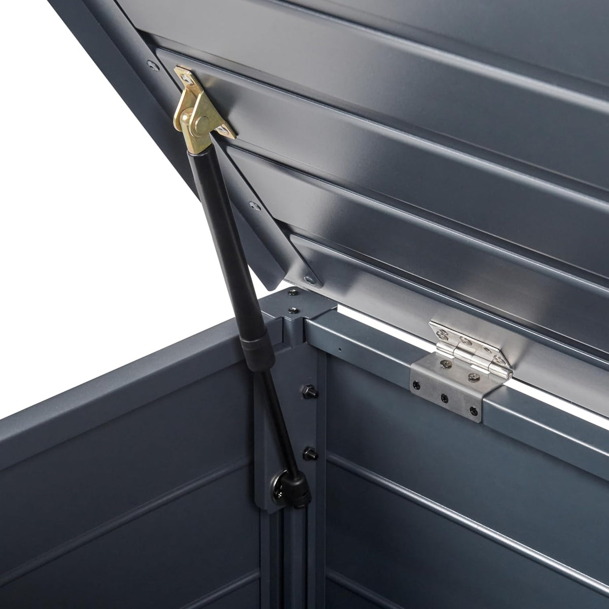 Beliani Coffre d'Extérieur de Rangement en Aluminium 113 x 50 cm Meuble de Jardin Gris Foncé Campalto