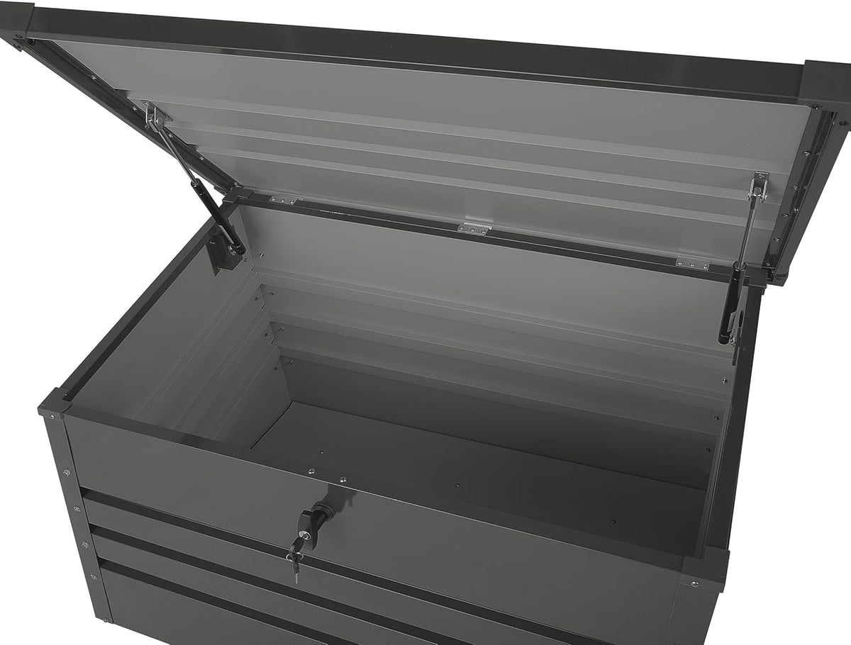 Coffre de Rangement Extérieur 100 x 62 cm 300 Litres en Acier Galvanisé Gris Foncé Idéal pour les Accessoires de Jardin Durable et Décoratif Beliani