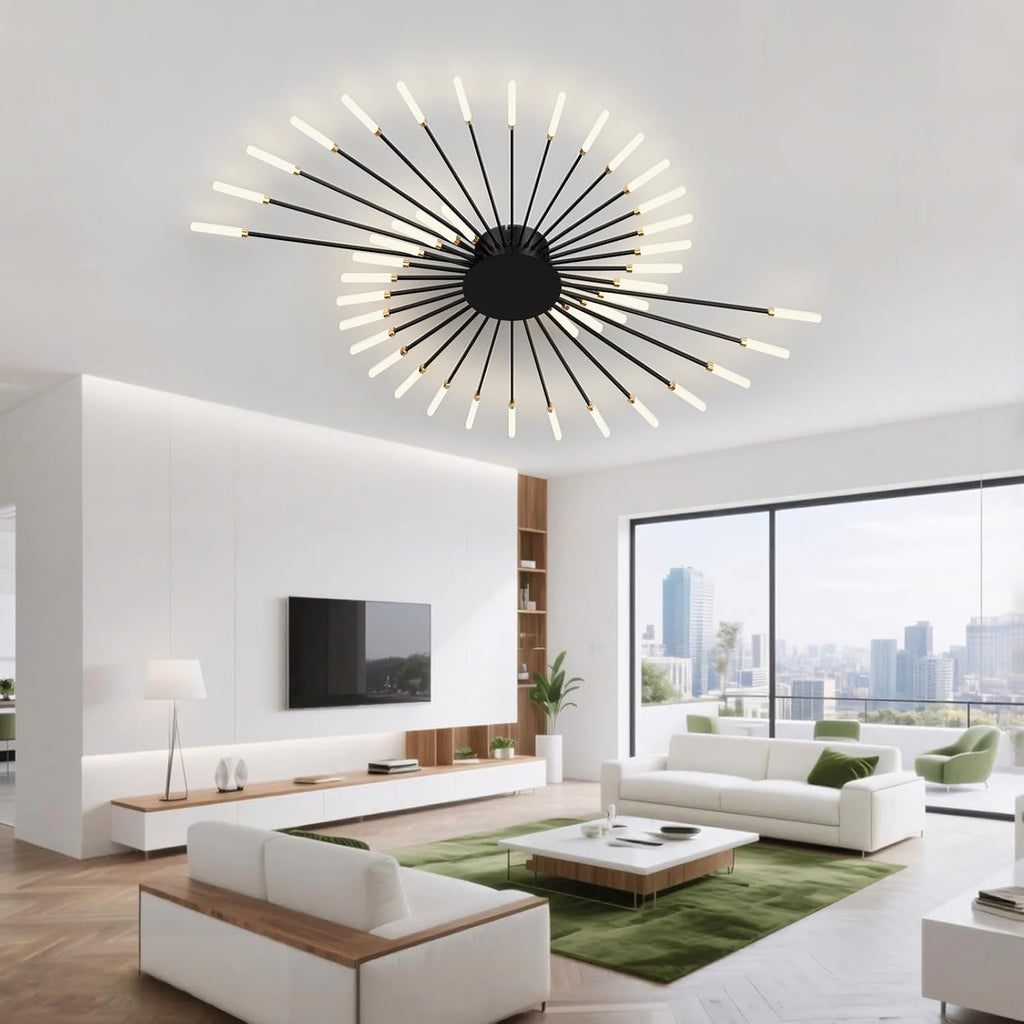 RRBEST Plafonnier LED Moderne Pour Salon,Acrylique Luminaire Plafonnier,Intérieur Design lampes de décoration pour salon chambre à coucher et salle à manger Noir,42 Tête