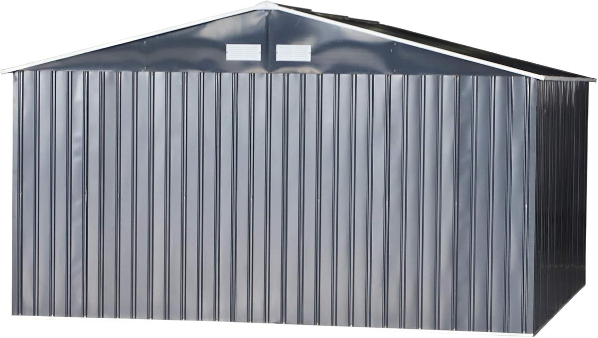 Outsunny Abri de Jardin en Acier 20m³ Abri de Jardin pour vélos Gris Charbon 340 x 386 x 200 cm