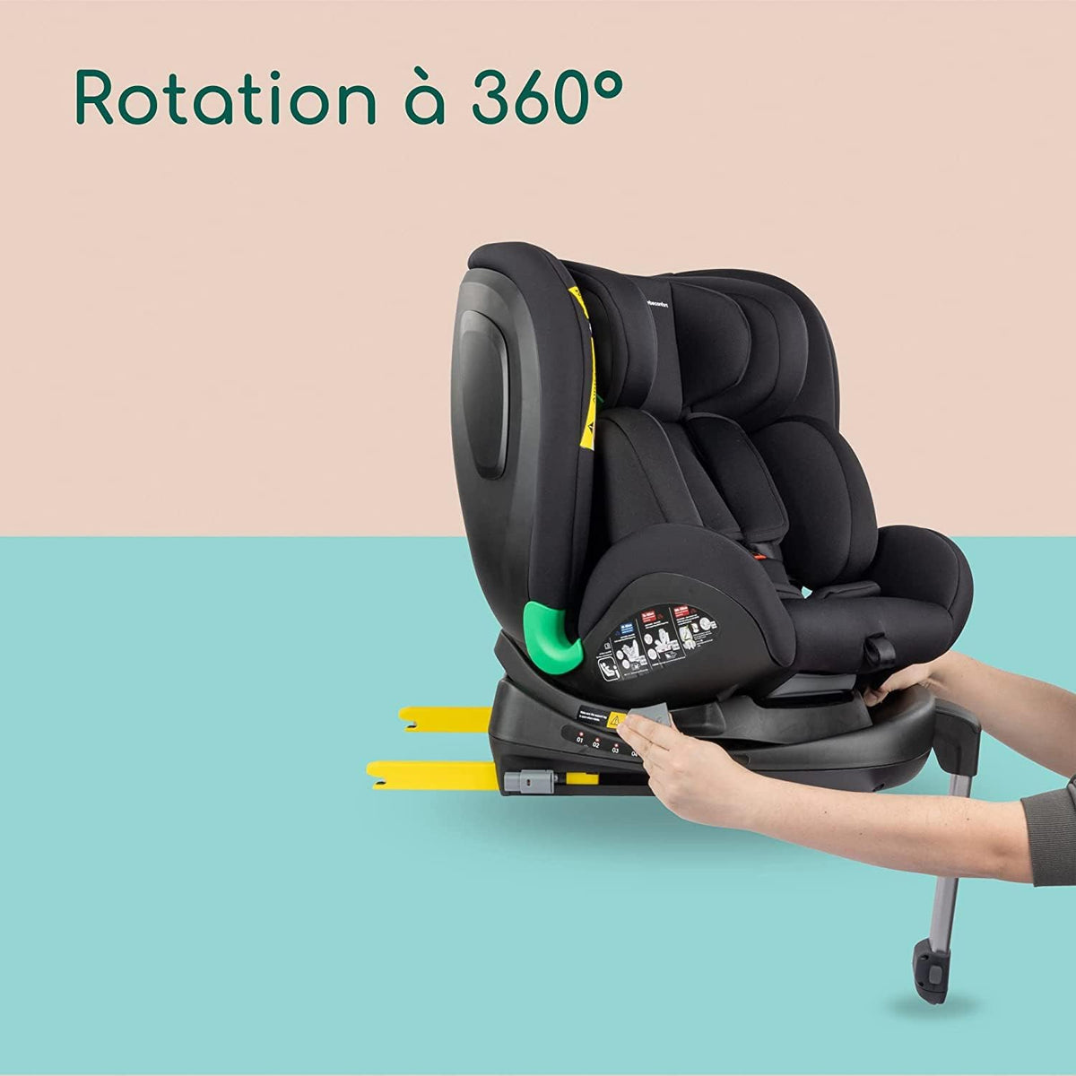Bebeconfort EvolveFix Plus i-Size, Siege Auto 360, 0-12 Ans, 40-150 cm, Siège Auto ISOFIX, 10 Positions d'Appui-tête, 4 Positions d'Inclinaison, Protection Contre les Chocs Latéraux, Black Mist