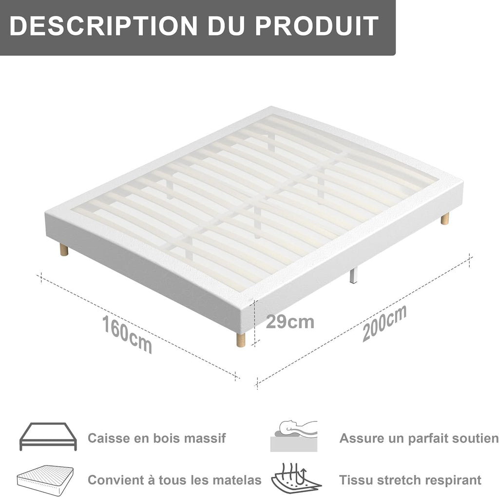TEENO Mémoire Ensemble Composè, Matelas en Mousse 140x190x32 cm+Sommier tapissier volige,9 Pieds Inclus,Ensemble Matelas et sommier