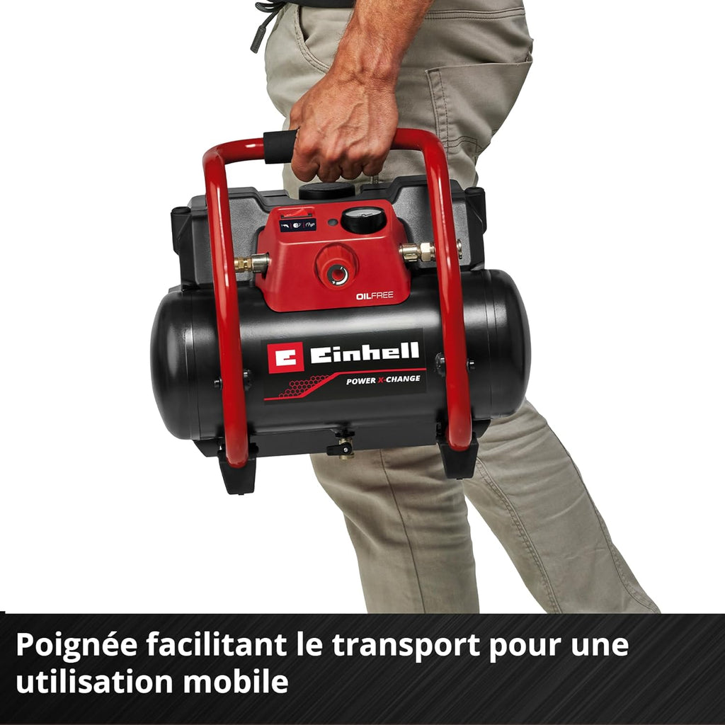 Einhell Compresseur sans fil TE-AC 36/150 Li OF-Solo Power X-Change (36 V, 8 bar max, cuve de 6 L, capacité de pompage de 150 L/minute) Livré sans batterie ni chargeur