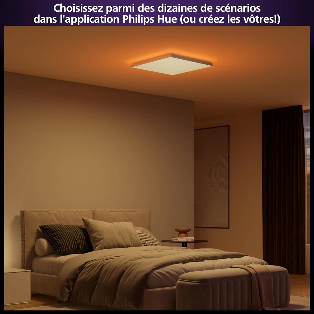 Hue Datura lampe de panneau intelligente carrée 60 x 60 cm , lumière blanche et colorée, compatible Bluetooth, commande vocale avec Alexa, Home et Google Assistant