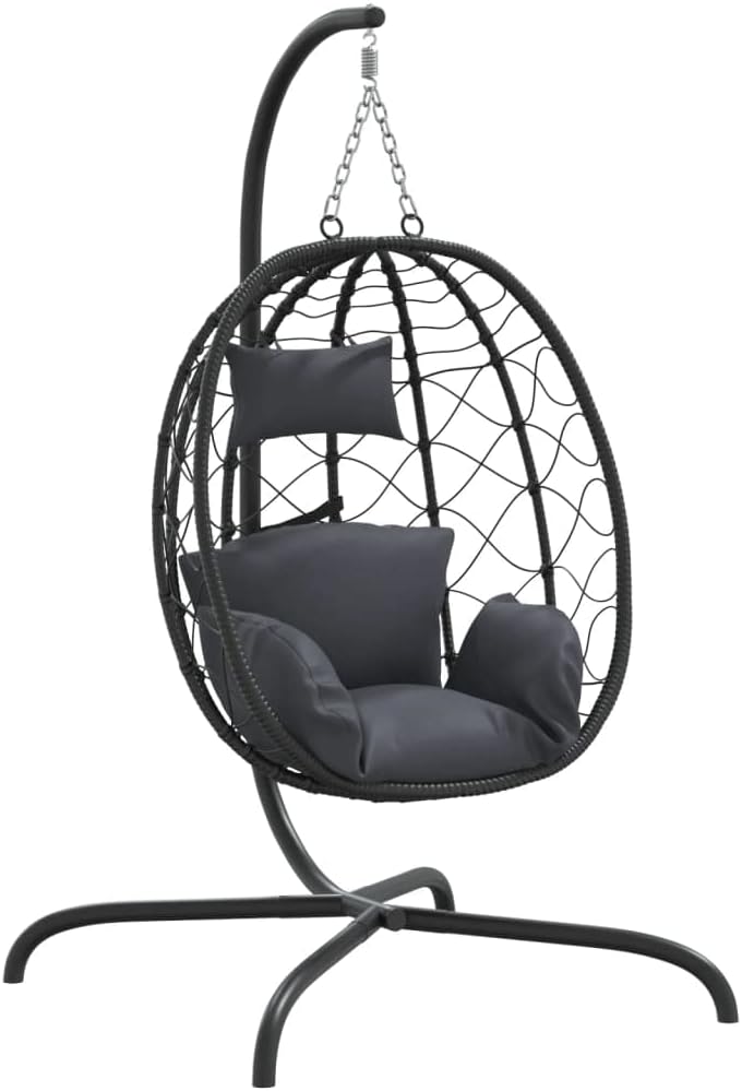 vidaXL Fauteuil Suspendu avec Coussin en polyrotin et Acier Anthracite