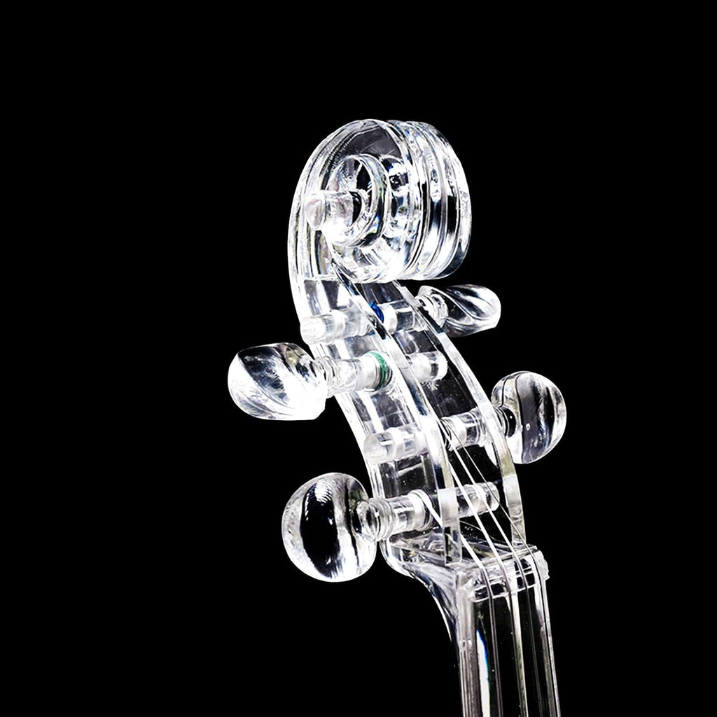 WUQIMUSC Violon électrique taille 4/4, corps en verre acrylique transparent, 3 couleurs, lumière LED, joli ton avec étui, ruban, elv-led