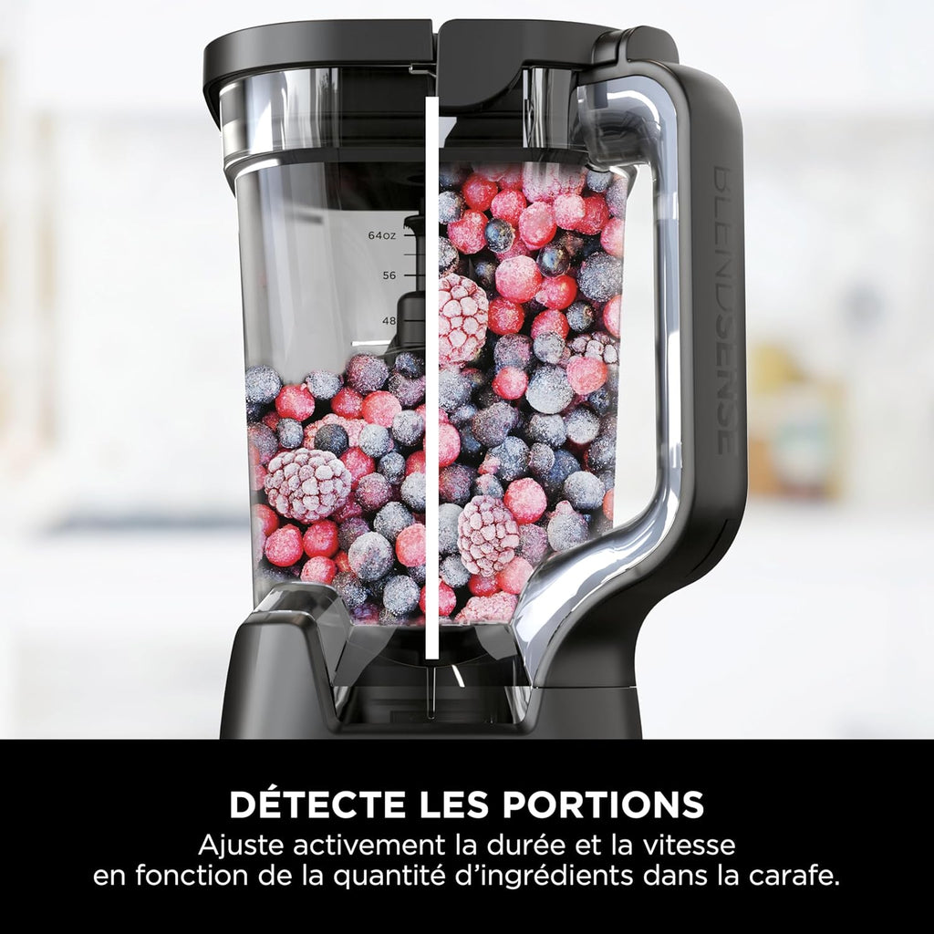 Ninja Detect Power Blender Processor Pro 3-en-1, mixeur 1200W, bol à mélanger, lame malaxeur, gobelet individuel, récipient, pétrir, mixer, hacher et mélanger, noir, TB401EU