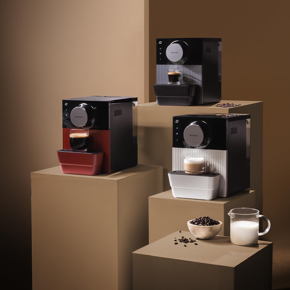Cecotec Machine à Café Superautomatique Compacte Cremmaet Cube. 1350W, Système de Pressage 10g, Système de Pré-Infusion, 19 Bars, Système Thermoblock, 5 Niveaux de Mouture, Panneau de Contrôle Tactile