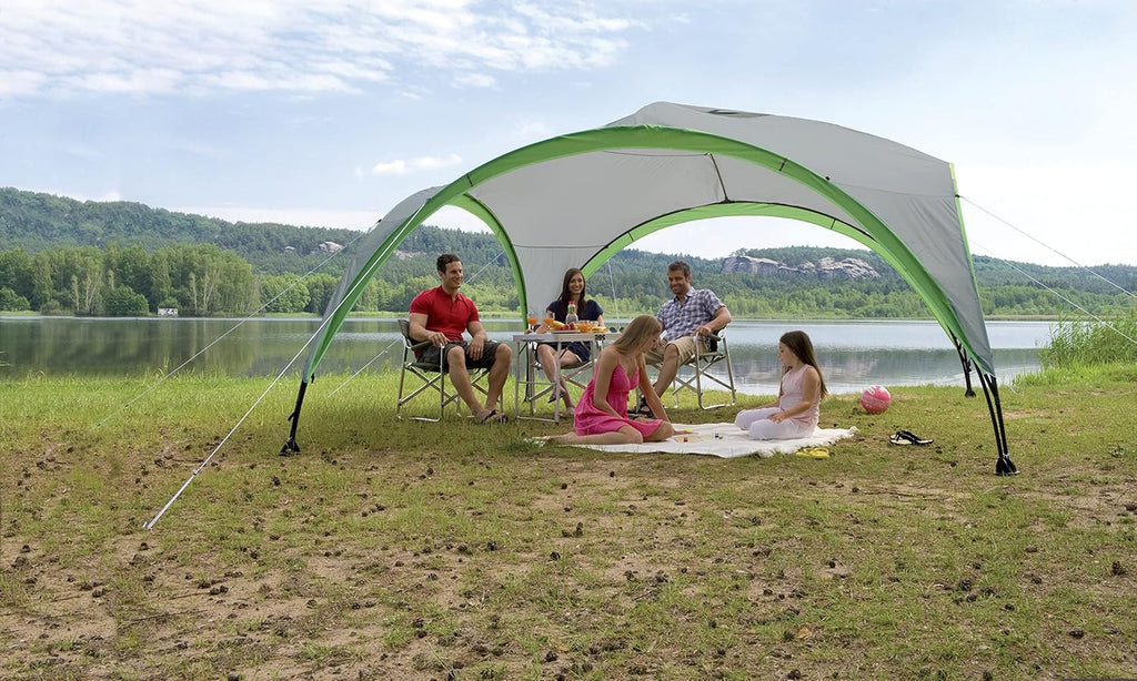 Tonnelle Pro XL 4,5 x 4,5 m pour Festivals, Jardin et Camping, poteaux en Acier Robuste, Grande Tente d'événement avec Protection Solaire SPF 50+