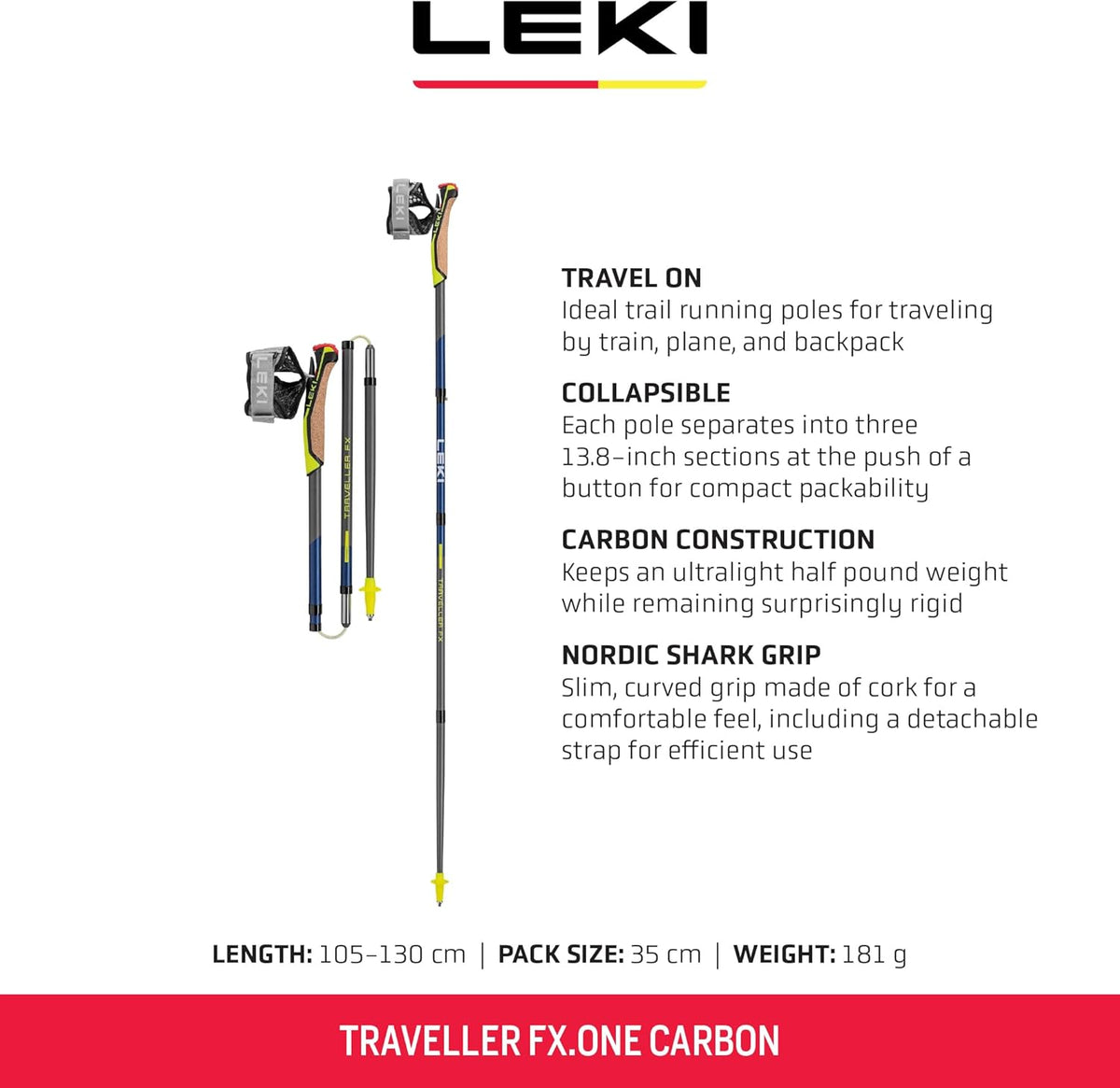LEKI Bâtons de Marche Nordique Traveller FX.One Carbon