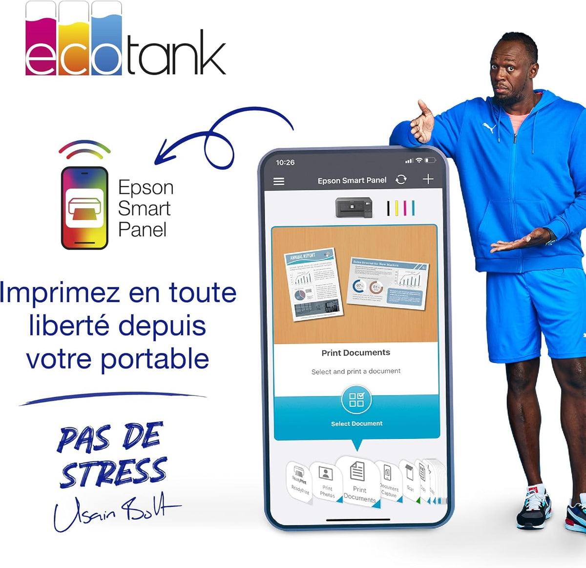 EcoTank ET-2850 A4 Imprimante Multifonction Wi-FI avec réservoir d'encre jusqu'à 3 Ans d'encre Incluse