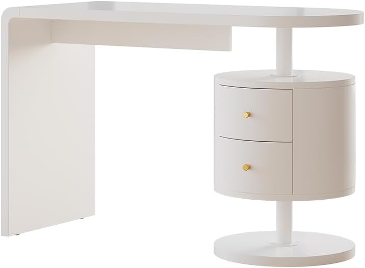 Vicco Bureau Lara, Blanc Haute Brillance, 120 x 50 cm avec 2 tiroirs