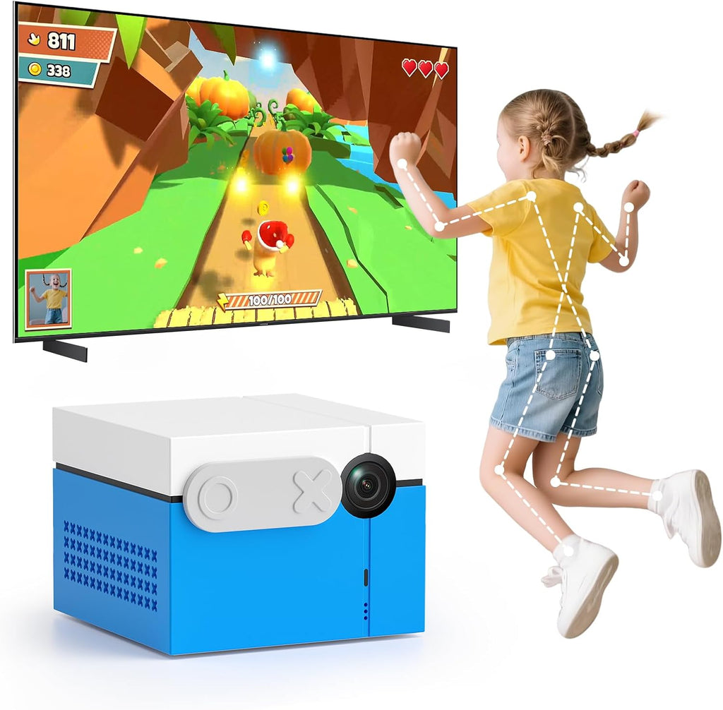 KINHANK MotionX - Console de Jeu à détection de Mouvement,Système de jeu vidéo physique interactif parent-enfant,sans Manette/mises à Jour Continues/sans abonnement,Jouet Cadeau pour Enfants dès 3 Ans