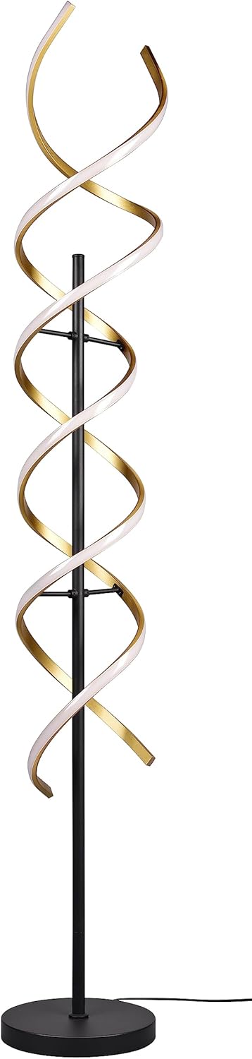 Trio, Lampadaire, Sequence incl. 1 x LED,SMD,32,0 Watt,2300+3000+4000K,4000 Lm. Plastique, Blanc, Corps: Aluminium, Laiton mat