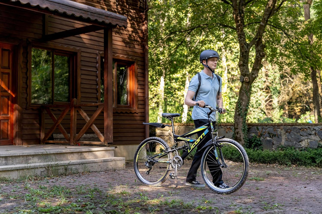 Licorne Bike VTT en V de qualité supérieure de 24 et 26 pouces - Vélo pour garçons, filles, femmes et hommes - 21 vitesses - Suspension complète