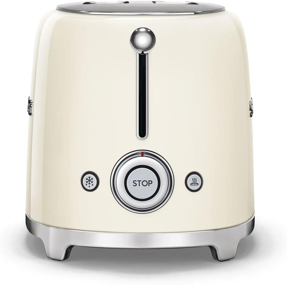Smeg TSF01CRUK Grille-pain 2 tranches 950 W Crème (Acier, boutons rotatifs, 950 W, 220-240 V)