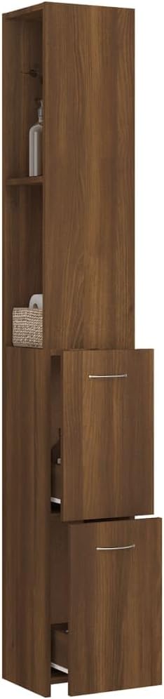 LLEZKBR Ensemble de meubles de salle de bain - Armoire de salle de bain - Chêne marron - 25 x 26,5 x 170 cm - Bois d'ingénierie