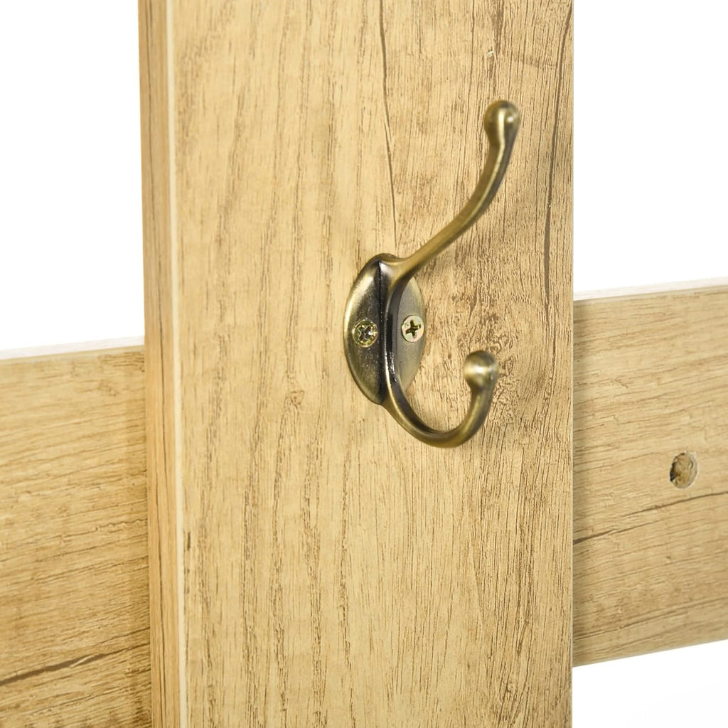 HOMCOM Ensemble d'entrée 3 en 1 avec Cintre, Miroir et Meuble à Chaussures avec Banc en Bois, en Bois et Blanc
