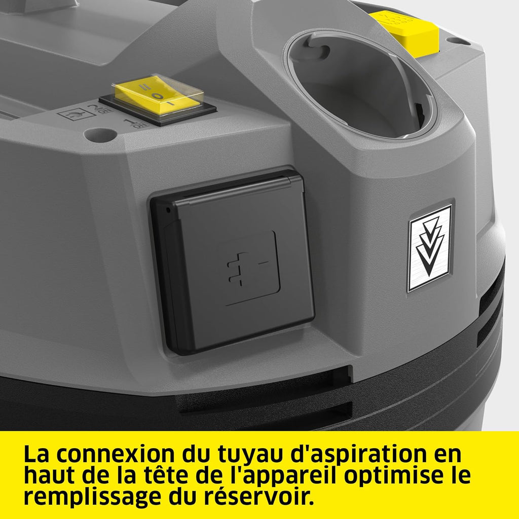 Kärcher Aspirateur Eau et poussières NT 22/1 AP Te L, Max. 1300 W, Filtre Cartridge PES, réservoir : 22 l, coude, suceur pour sols (300 mm), buse de Fentes, Prise pour Outils électroportatifs