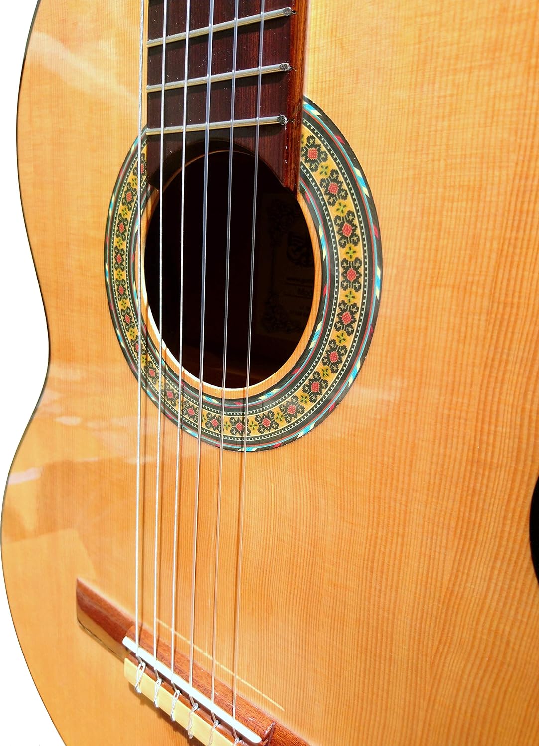 Marce Ana - Guitare Clasica espagnole d'étude Caisse Harmonica de bois de Etimoe, deux profils en noir, touche de cèdre naturel. Taille adulte
