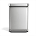 simplehuman CW2023 poubelle rectangulaire à pédale, avec réserve à sacs, poubelle de cuisine, acier inoxydable brossé, 55 litres