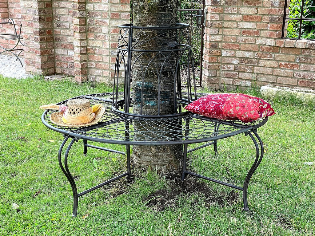 DanDiBo 96003 Banc rond en métal résistant aux intempéries Marron diamètre 130 cm