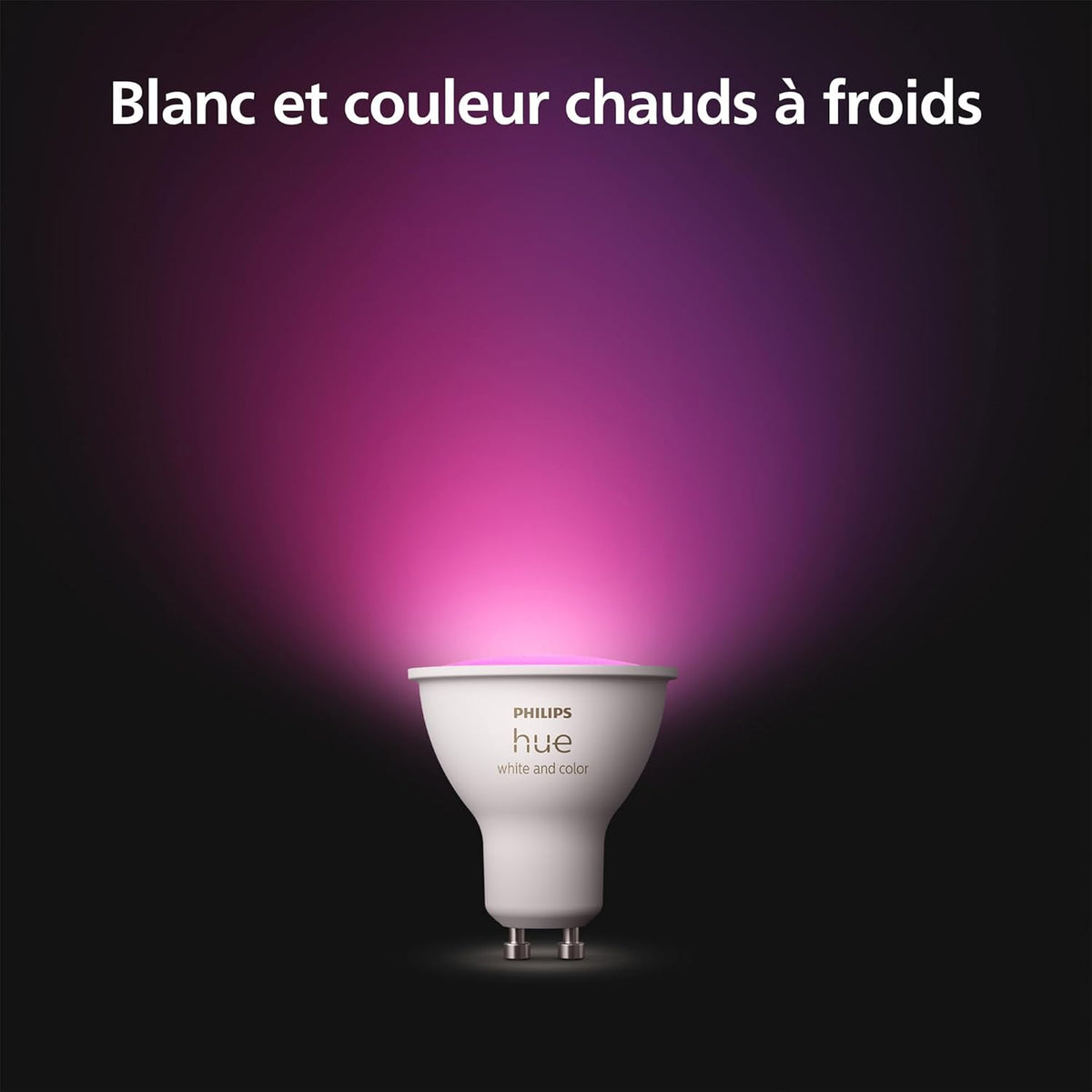 Hue Kit de Démarrage : Bridge Pro + 3 Spots GU10 + Smart Button, White & Color Ambiance, Ampoule HUE dimmable, Éclairage connecté compatible Home, Alexa, Google Assistant
