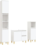vidaXL Ensemble d'Armoires Salle de Bain 3 pcs, Armoires d'Evier avec Rangement, Meuble de Lavabo Toilette, Scandinave, Blanc Bois d'Ingénierie