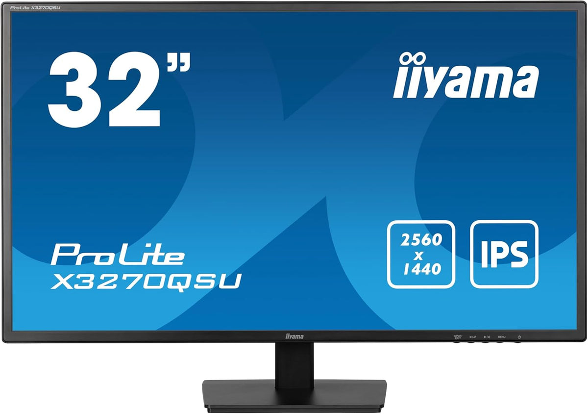 Iiyama Ecran 31,5 Noir 3ms Dalle IPS 2560x1440 100Hz 250 CD/m² 2xHDMI 1xDisplayPort 3xUSB HUB (3.2) HPs VESA 100x100 X3270QSU-B1