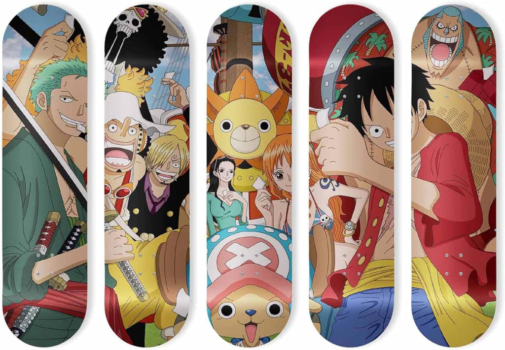 SUPER FABRIQUE Planche Alu forme Skate Board pour décoration murale, anime, One Piece, pour une déco originale (Polyptique (5P))